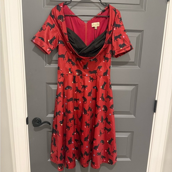 Lindy Bop Dresses & Skirts - NWT Lindy Bop Red and Black Cat Print Dress